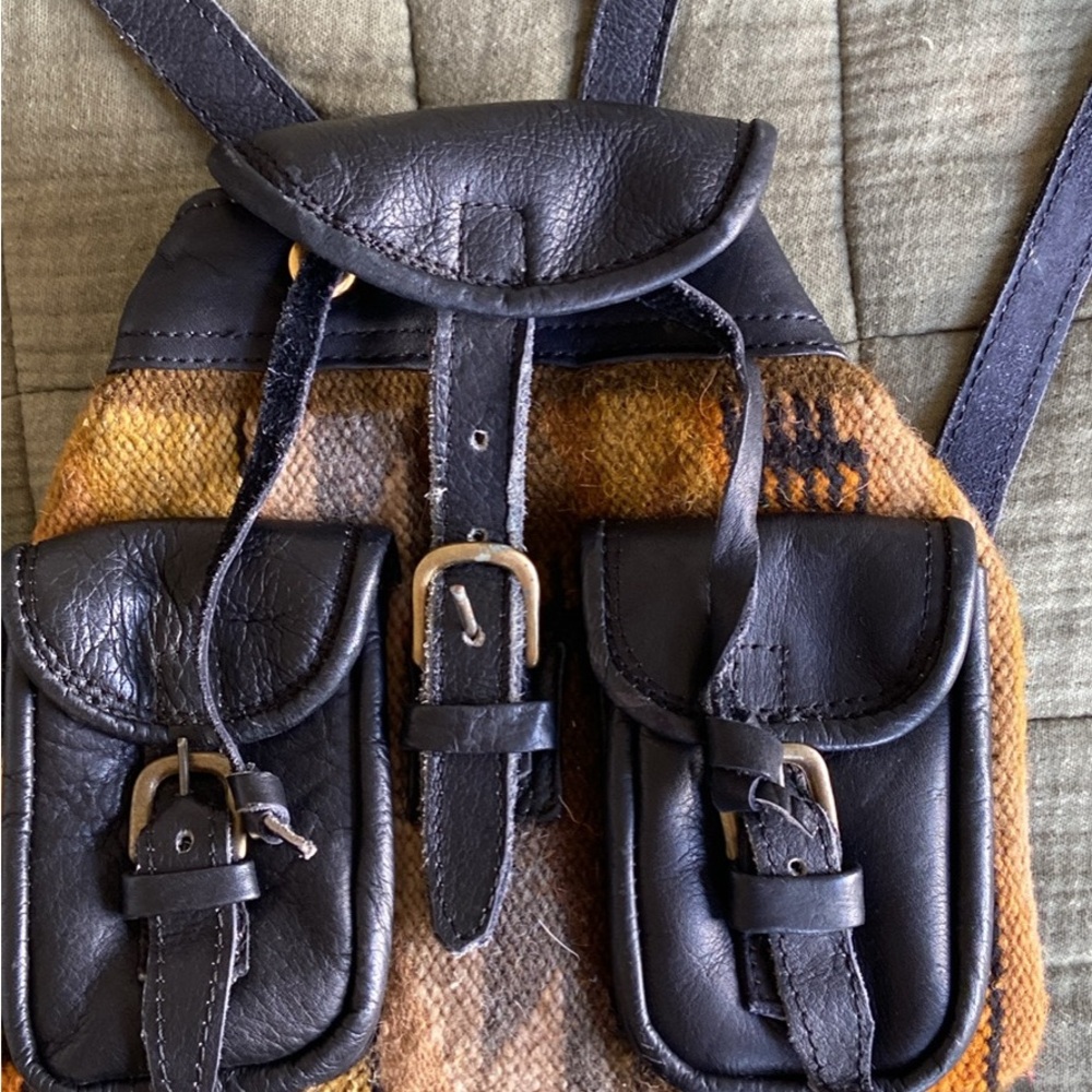 Handmade Leather + Wool Backpack